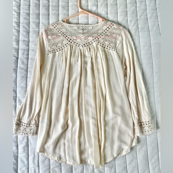 Lucky Brand Small Knit Women’s Crochet Lightweight Boho Chic Flowy Blouse Top - Picture 2 of 7